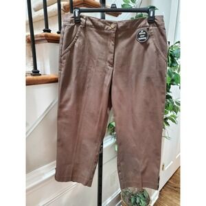 Counterparts Women's Solid Brown Polyester Mid Rise Comfort Waist capris 16